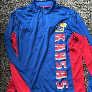 Kansas Jayhawks Blue and Red Long Sleeve Shirt